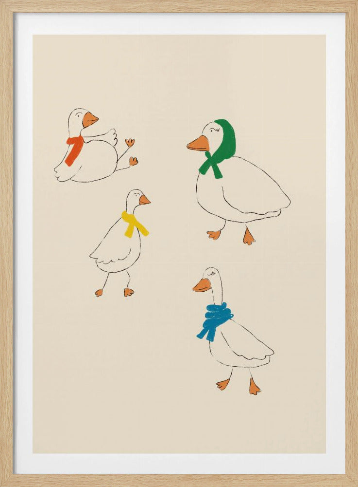 Ducks Adorned in Colorful Scarves | Poster