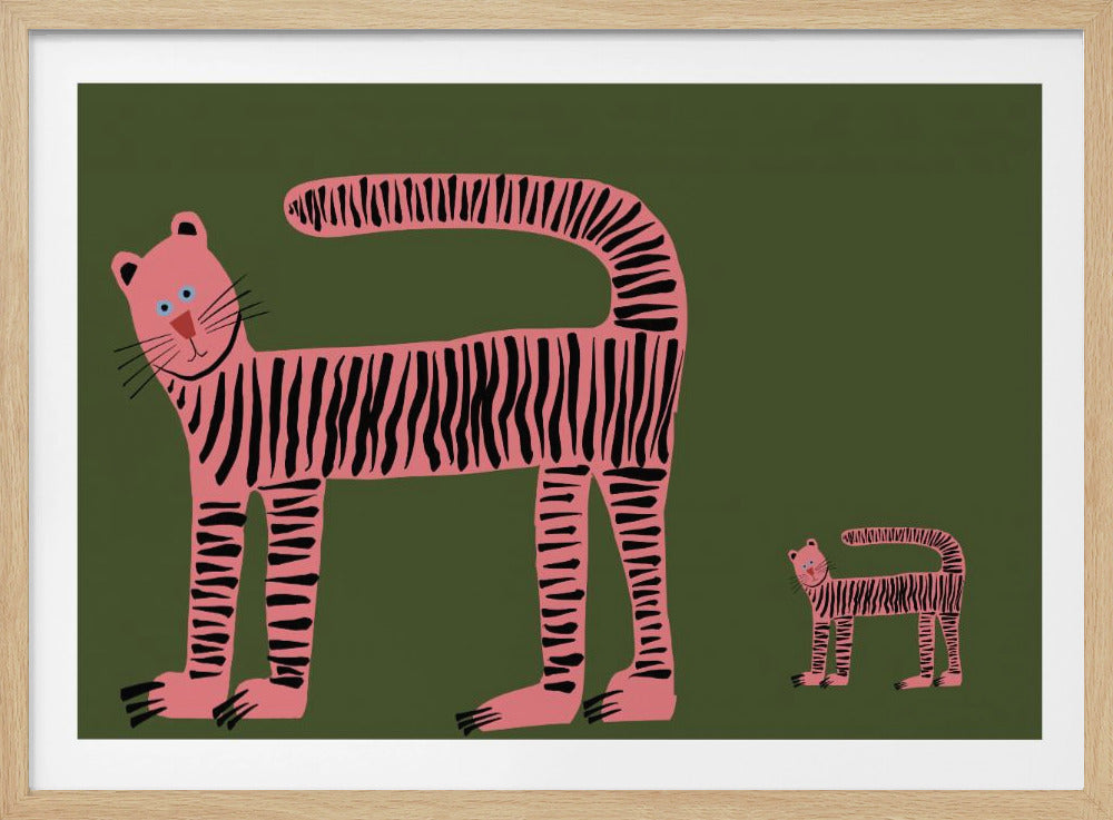 Tiger cat and cub baby | Poster