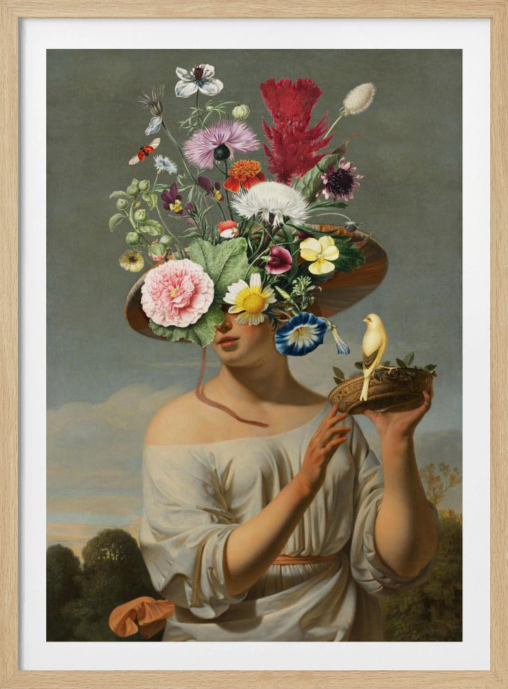 Woman In a Large Floral Hat | Poster
