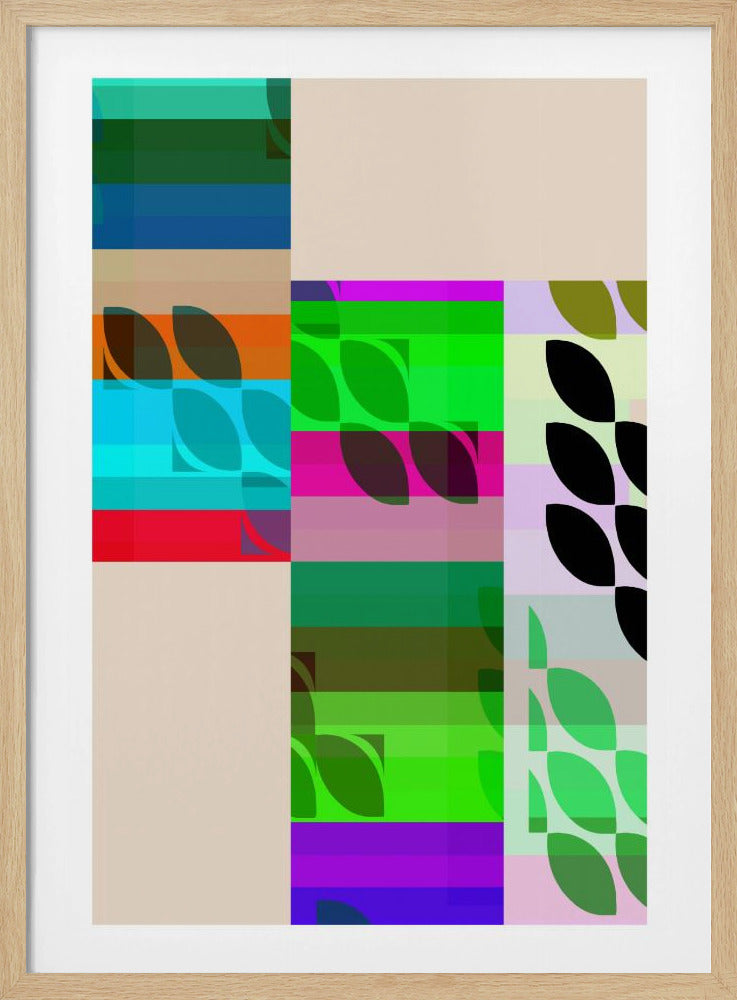 Vibrant Geometric Shapes And Leaf Patterns | Poster