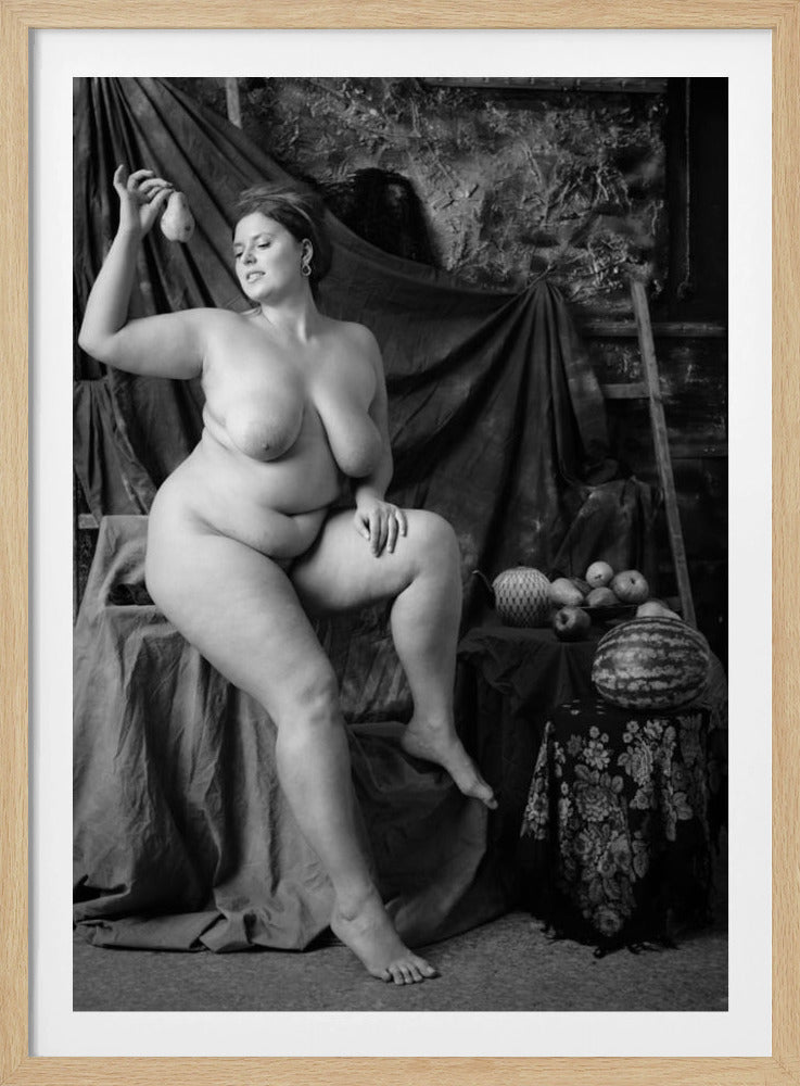 portrait of a girl with a pear | Poster