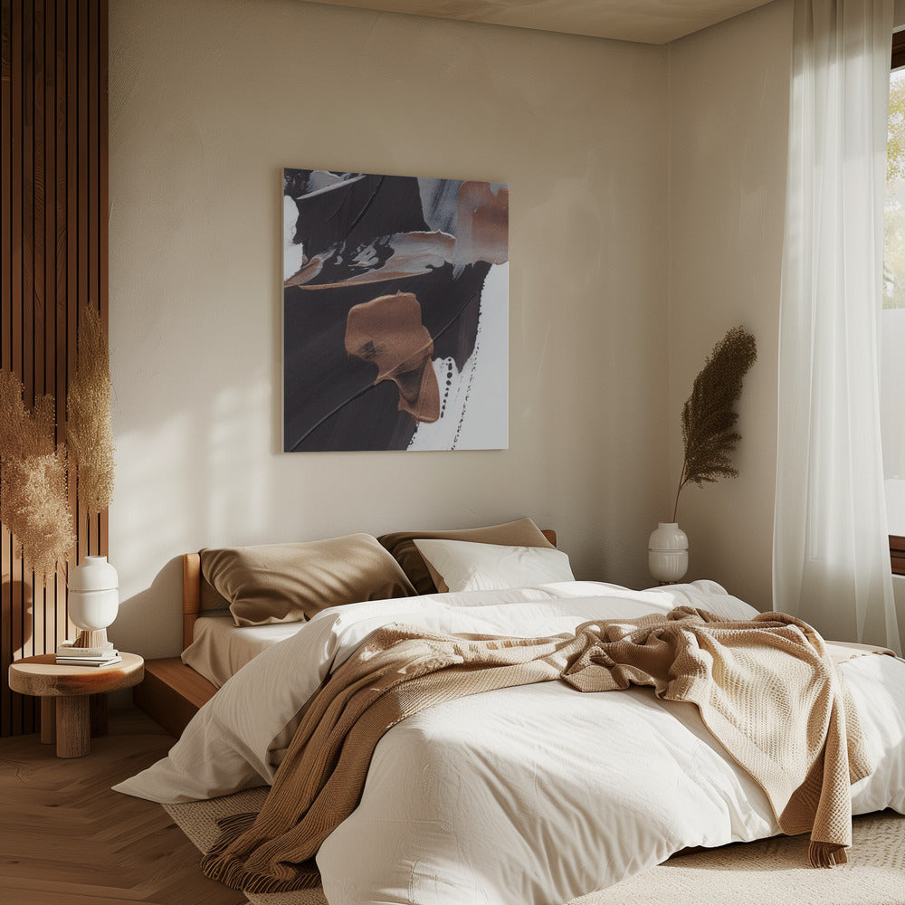 Dynamic Brushstrokes in Brown and Copper | Canvas