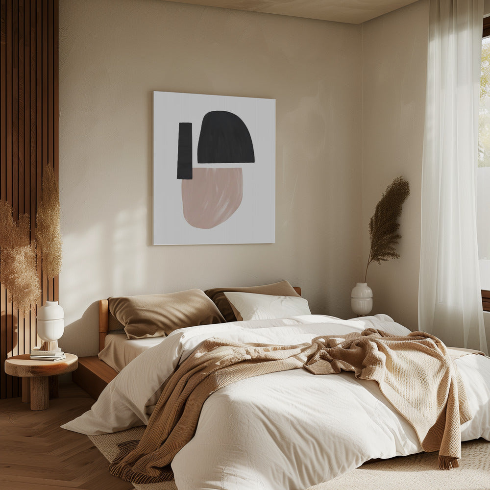 Black and Beige Abstract Shapes | Canvas