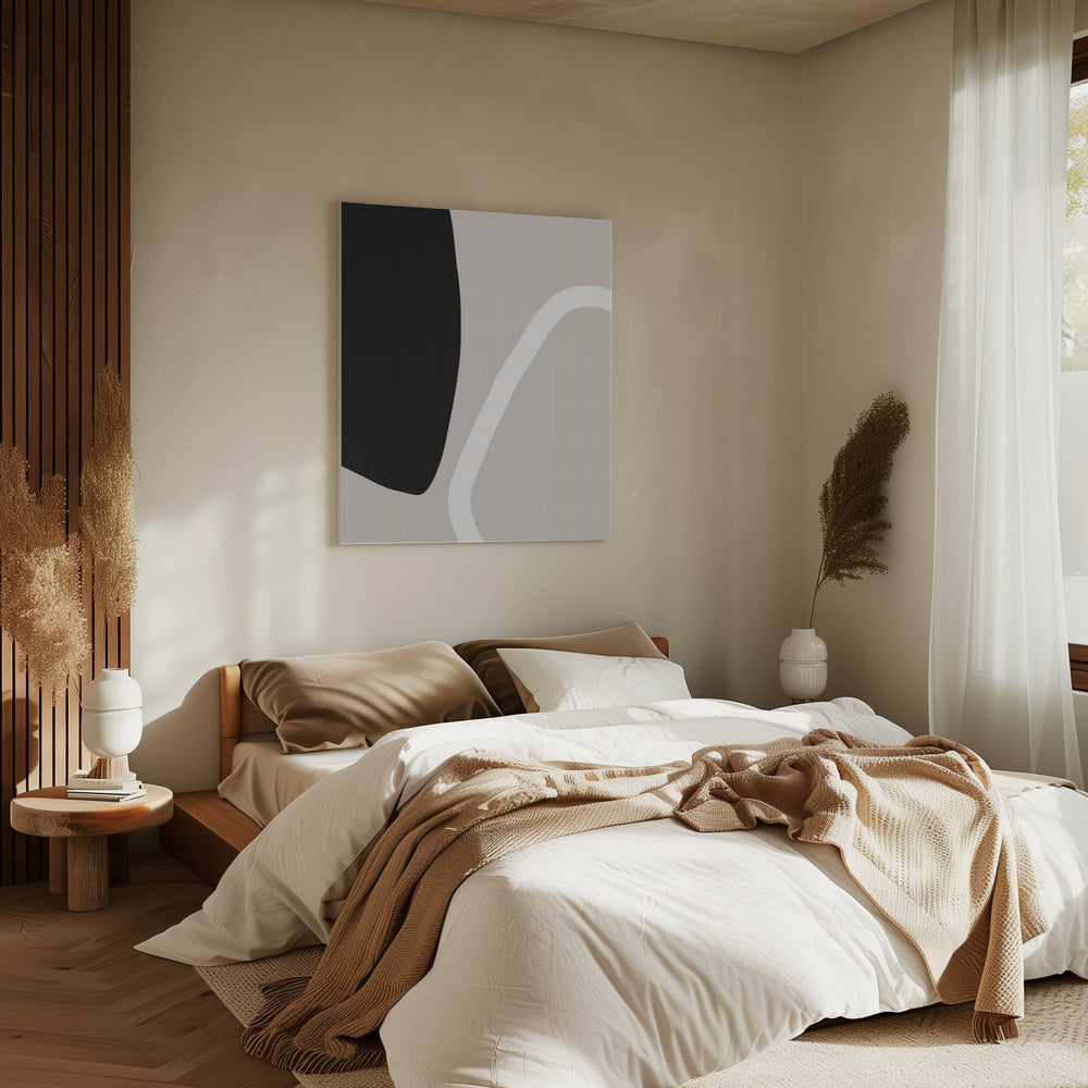 Bold Black Shapes and a White Line | Canvas