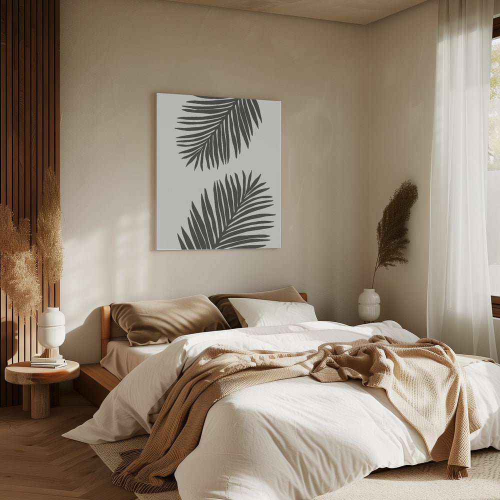 PALM LEAF 12 GRAPHITE GRAY | Canvas