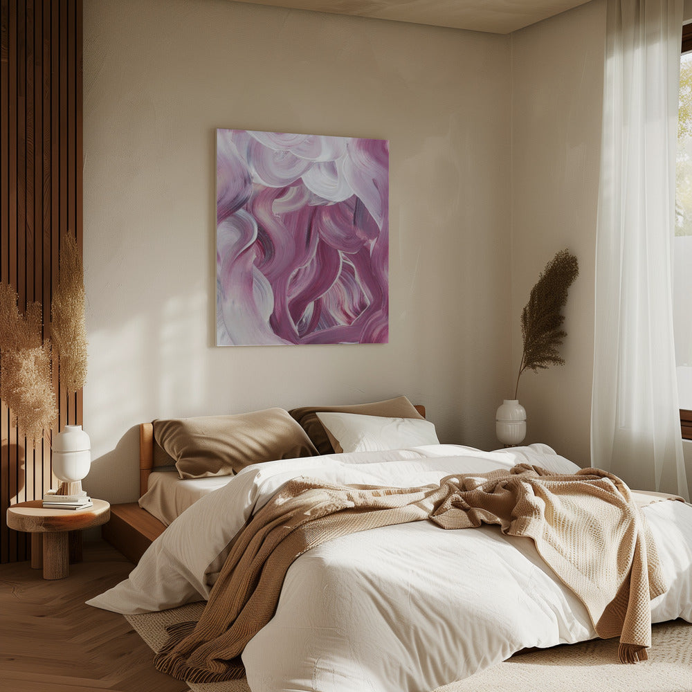 Expressive Pink and White Brushstrokes | Canvas