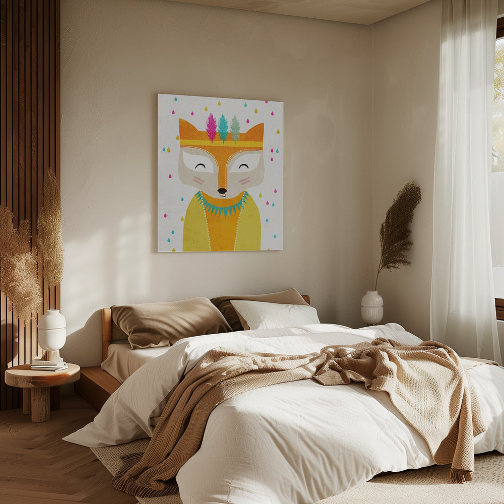 Feathered Fox Face | Canvas