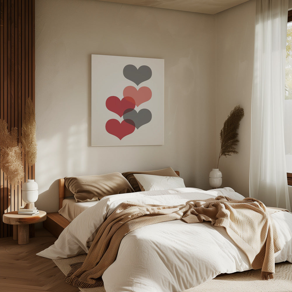 Mid century hearts in red | Canvas