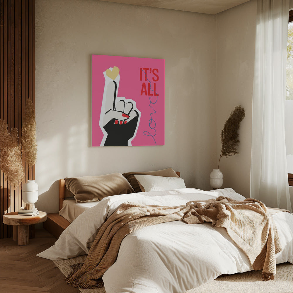 It's All Love Hand Pink | Canvas