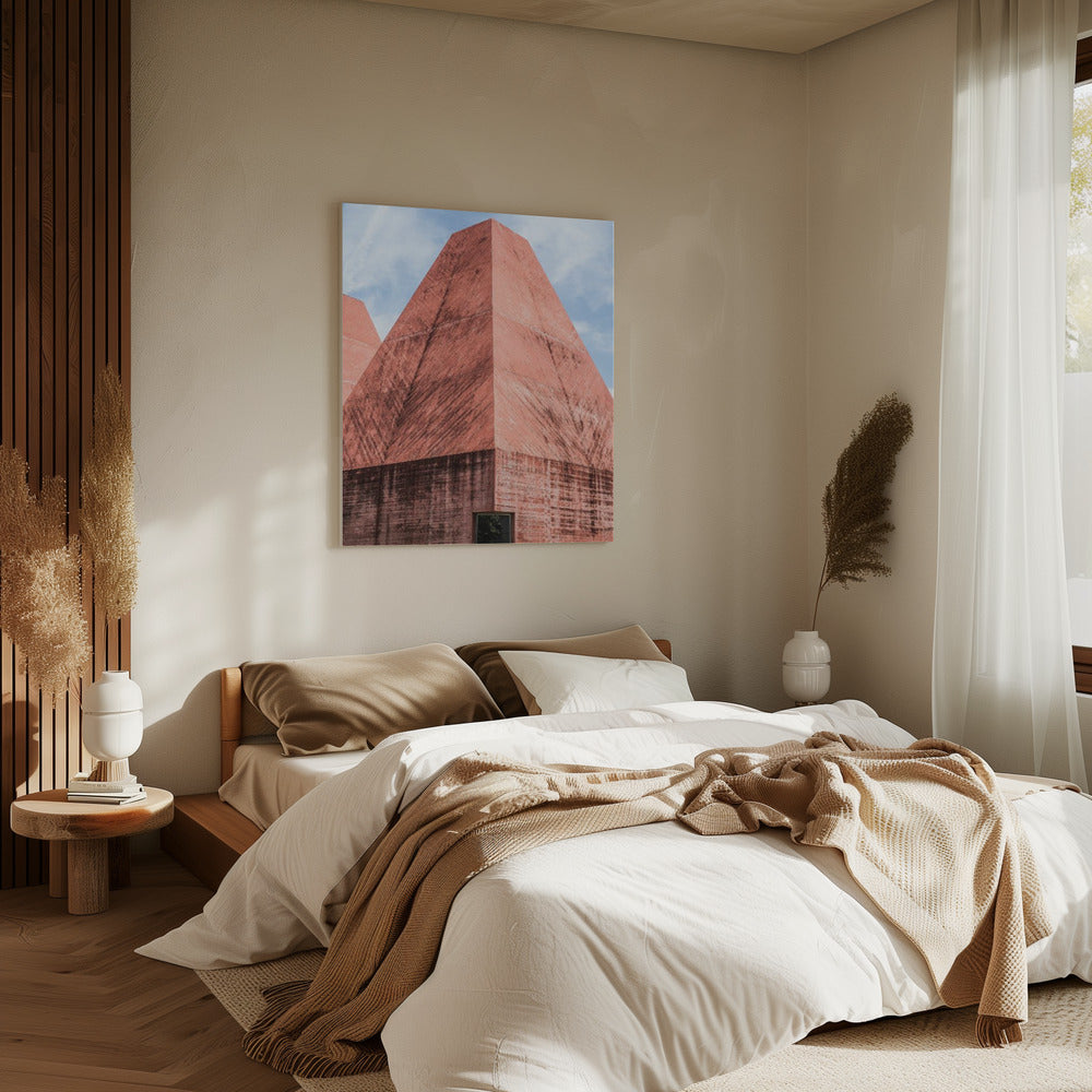 Crimson Geometric Tower | Canvas