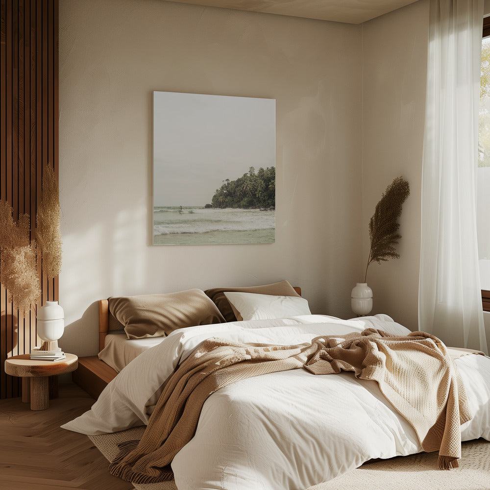 Tranquil Beach Scene With Lush Palm Trees | Canvas