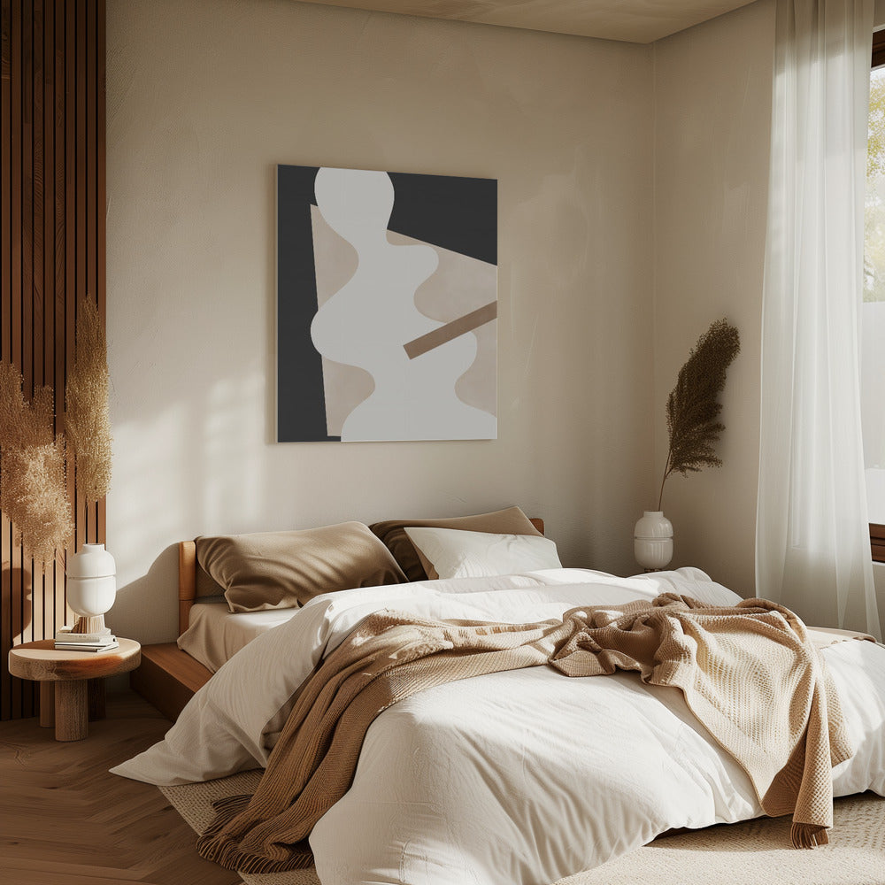 Beige Graphic Curves Art | Canvas