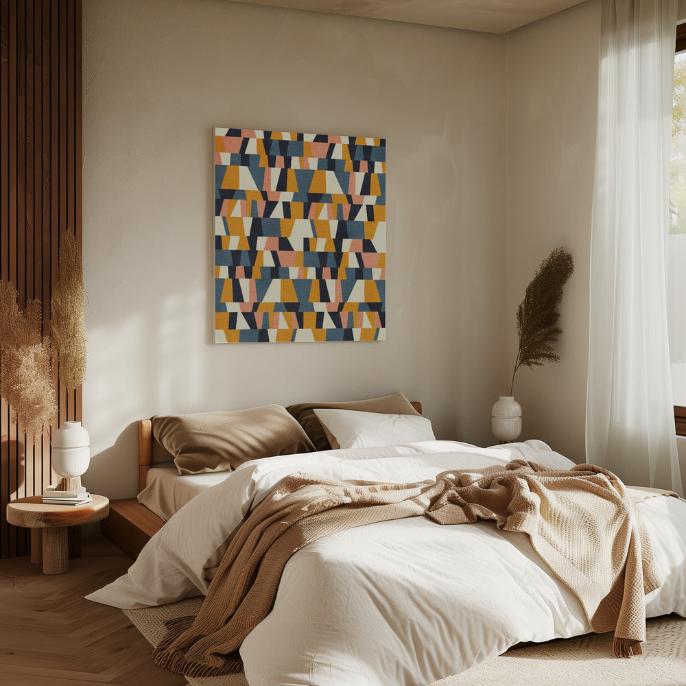 Rainbow Plus Shapes Blue Mustard14 | Canvas