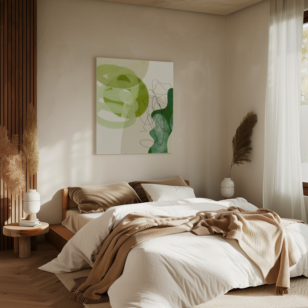 Painted Lines Green Tan 3 Kopie | Canvas