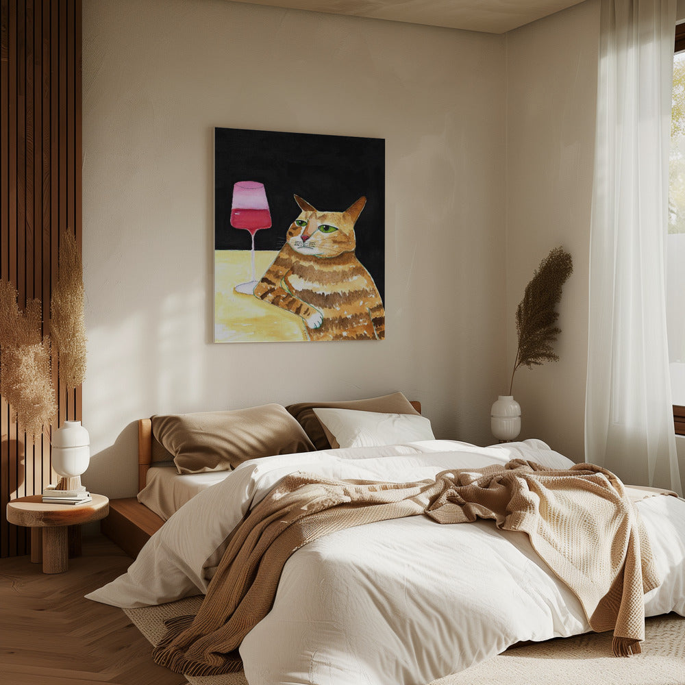 Cat Friday Night Drinks Wine Funny Cat Humour | Canvas