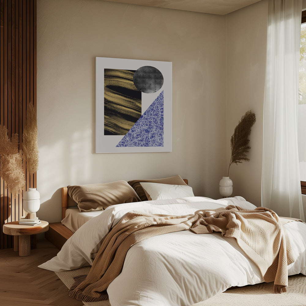 Geometric Shapes With A Black And Gold Textured | Canvas