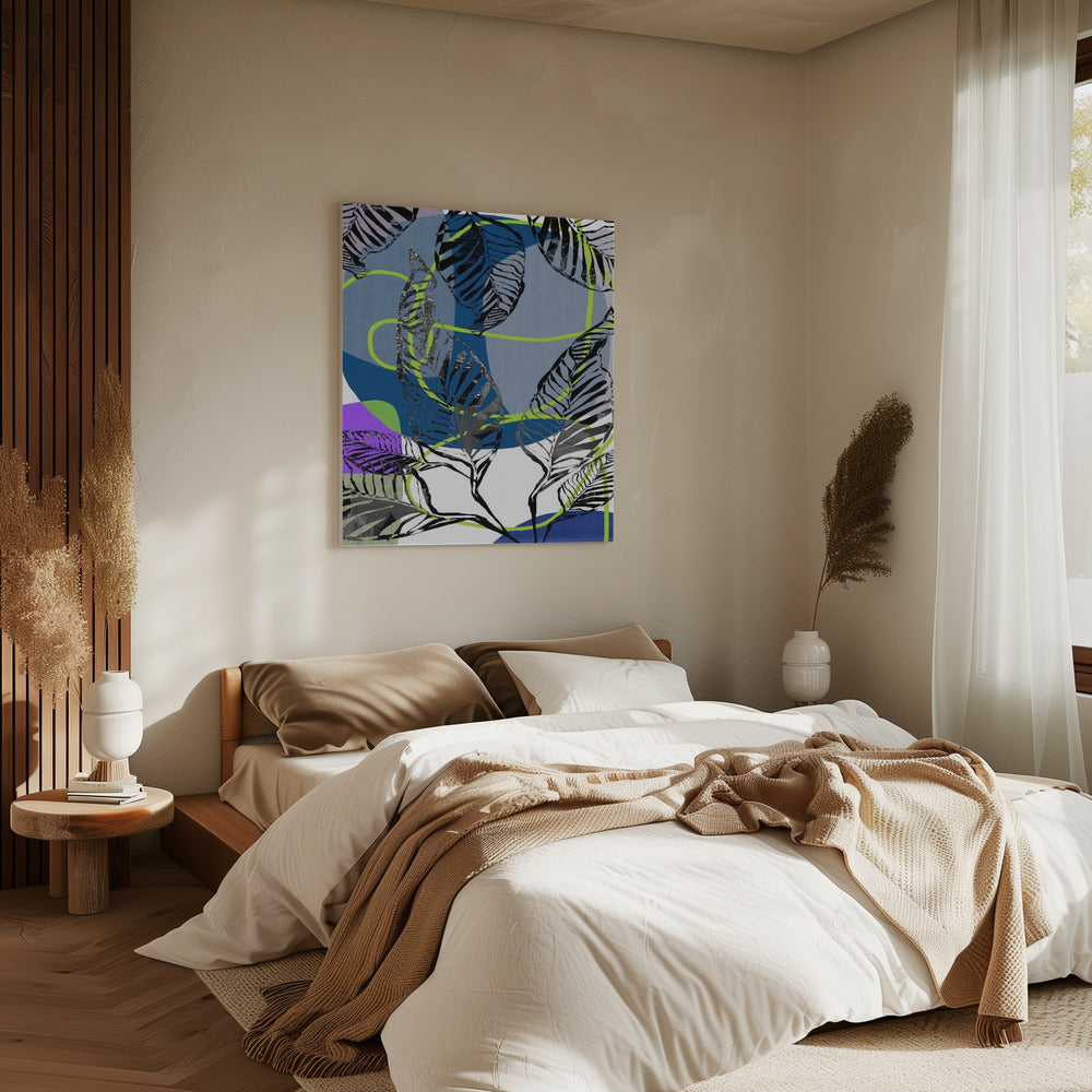 Black Leaves With Color Abstract No3 | Canvas