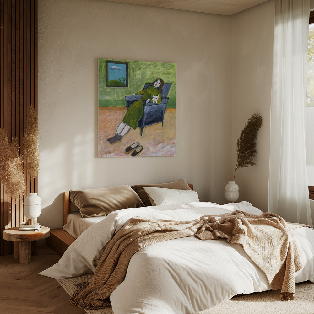 Lady with Cat | Canvas