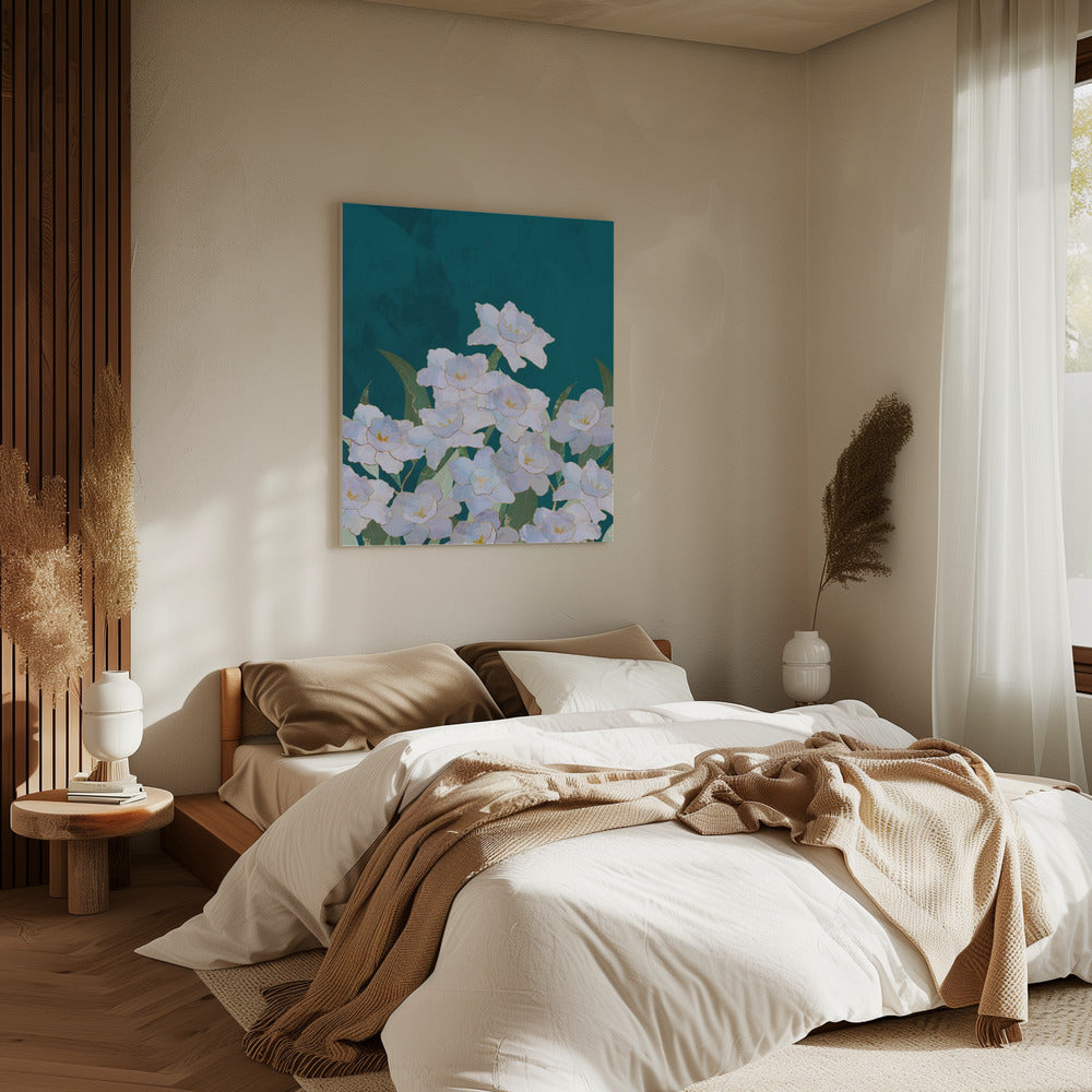 Narcissuss Flowers Turquouise | Canvas