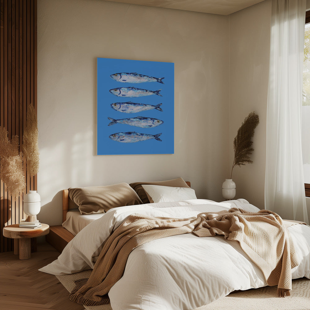 Sardines on Blue | Canvas