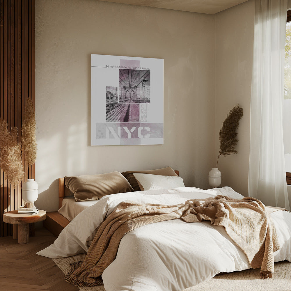 Poster Art NYC Brooklyn Bridge | pink marble | Canvas