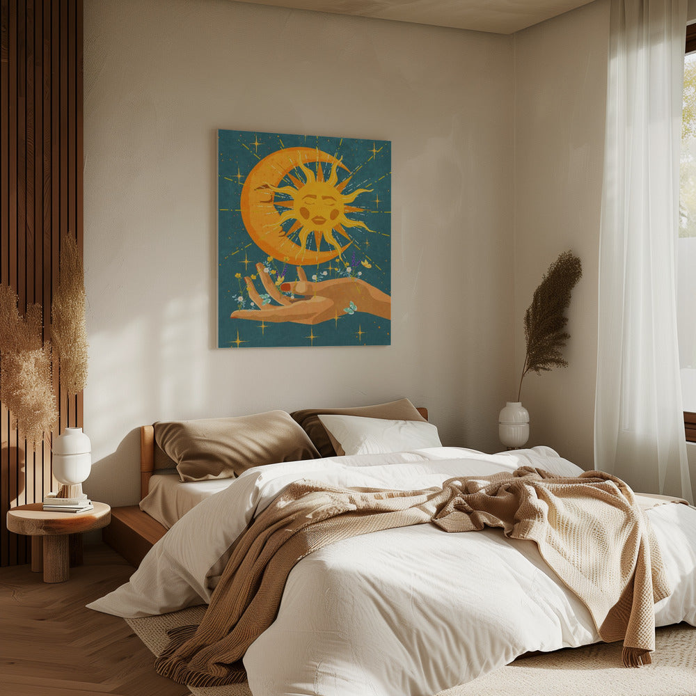 Sun and moon in my hand | Canvas