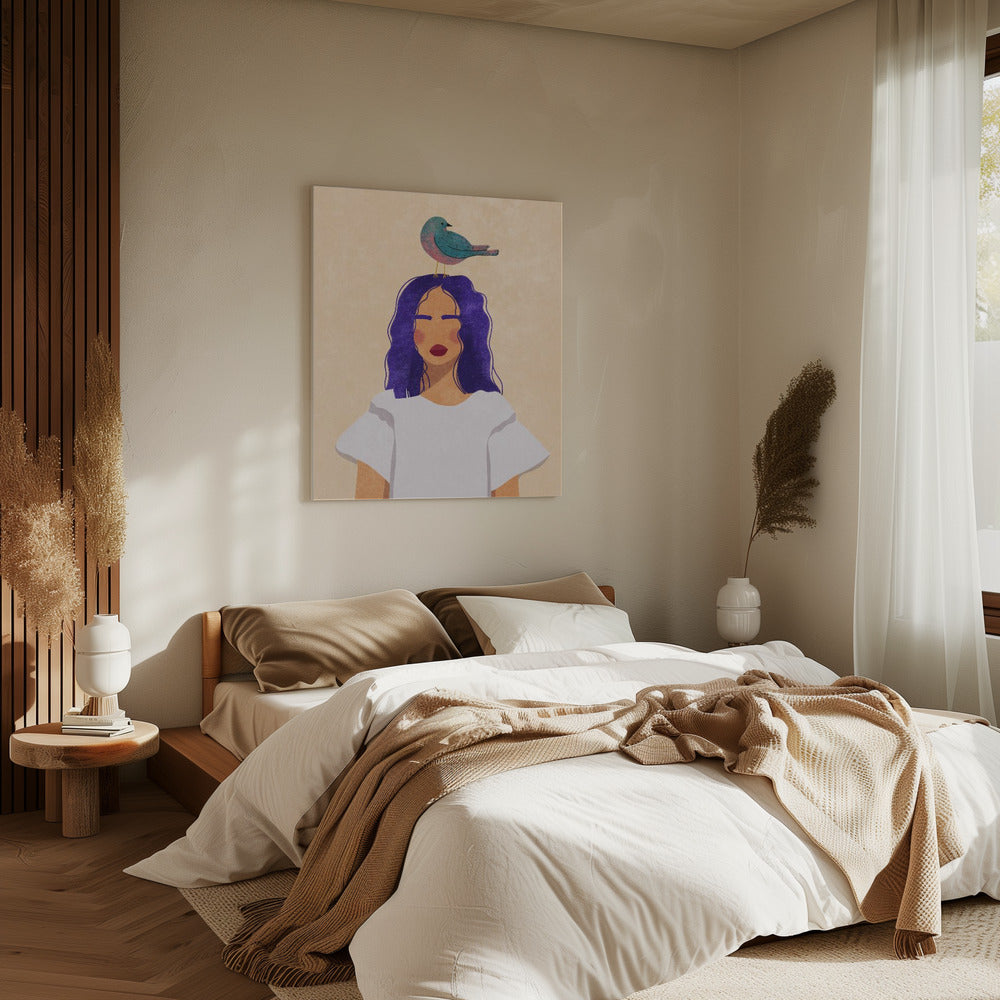 Girl with bird | Canvas