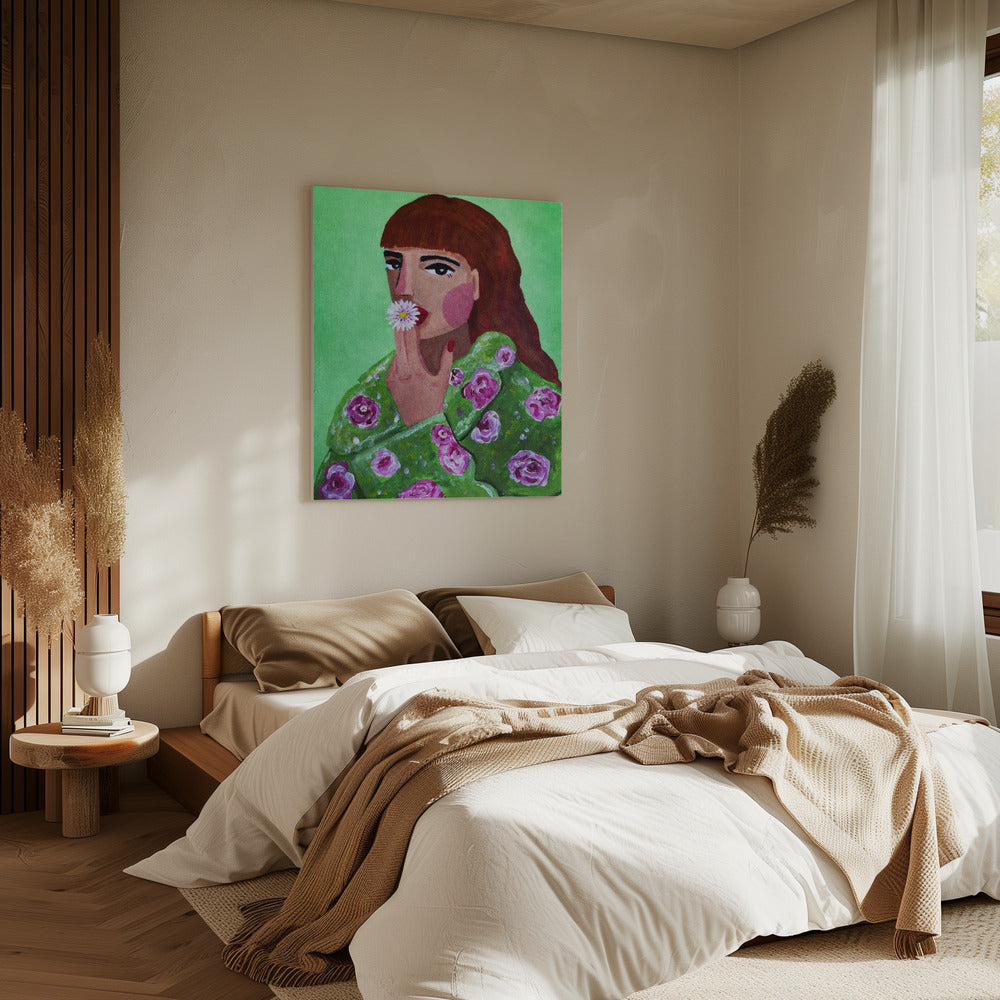 Woman Smoking a Flower | Canvas