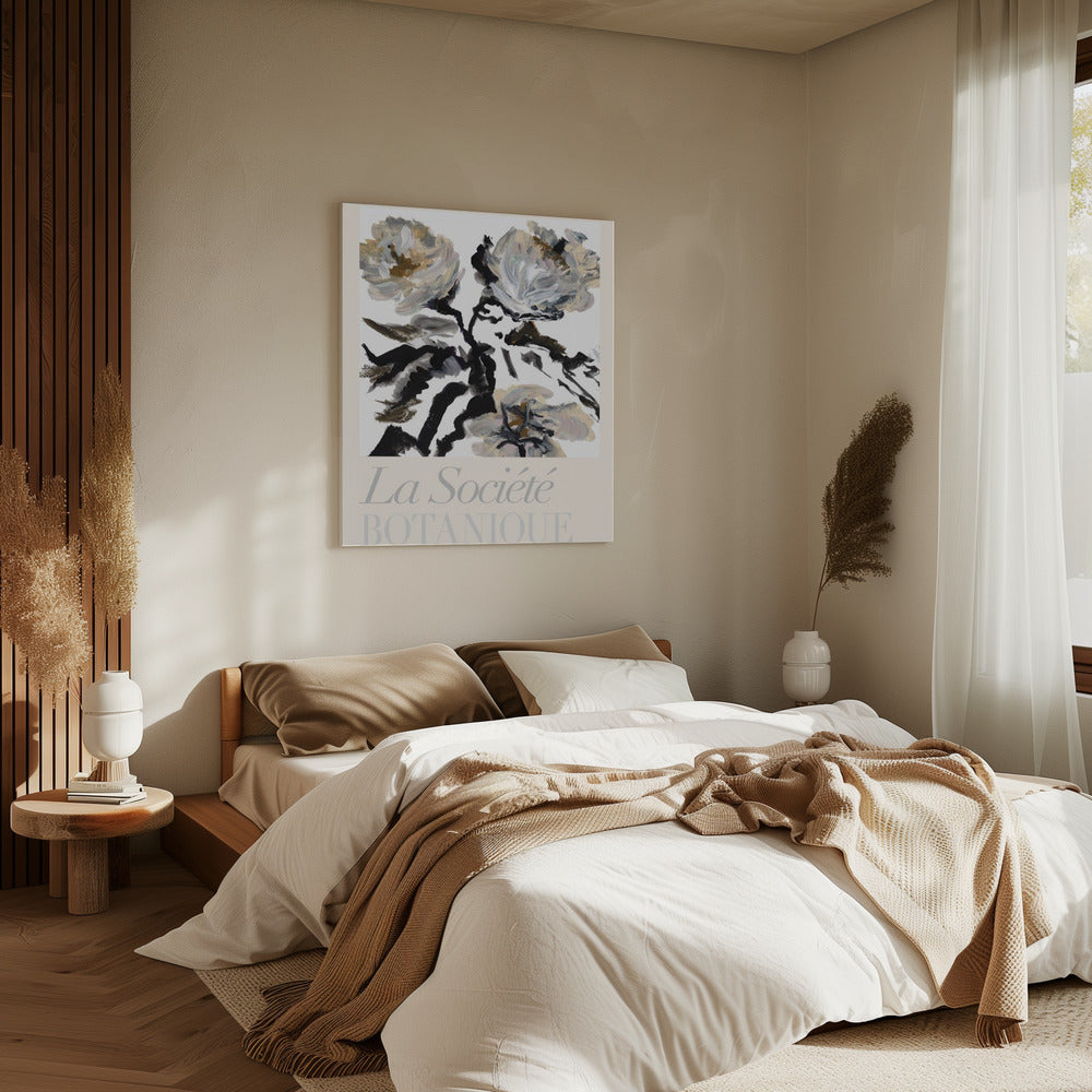 La Société Botanique Black, White and Cream Flowers | Canvas