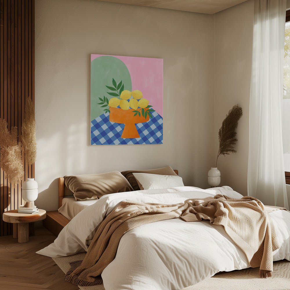 Yellow Lemons with Green Leaves | Canvas