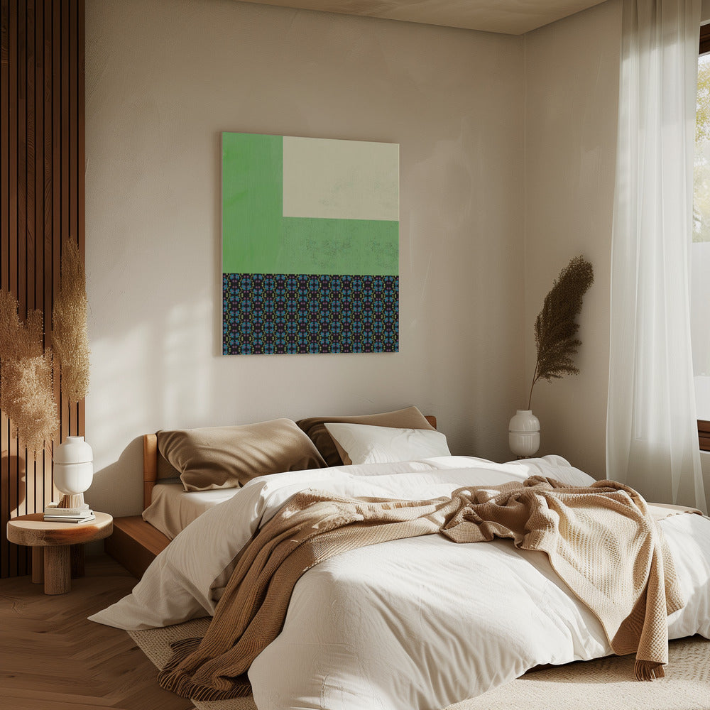 Pastel green and nyonya pattern collage | Canvas