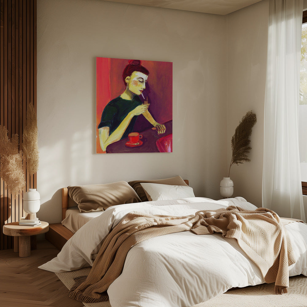 Lady lighting cigarette | Canvas