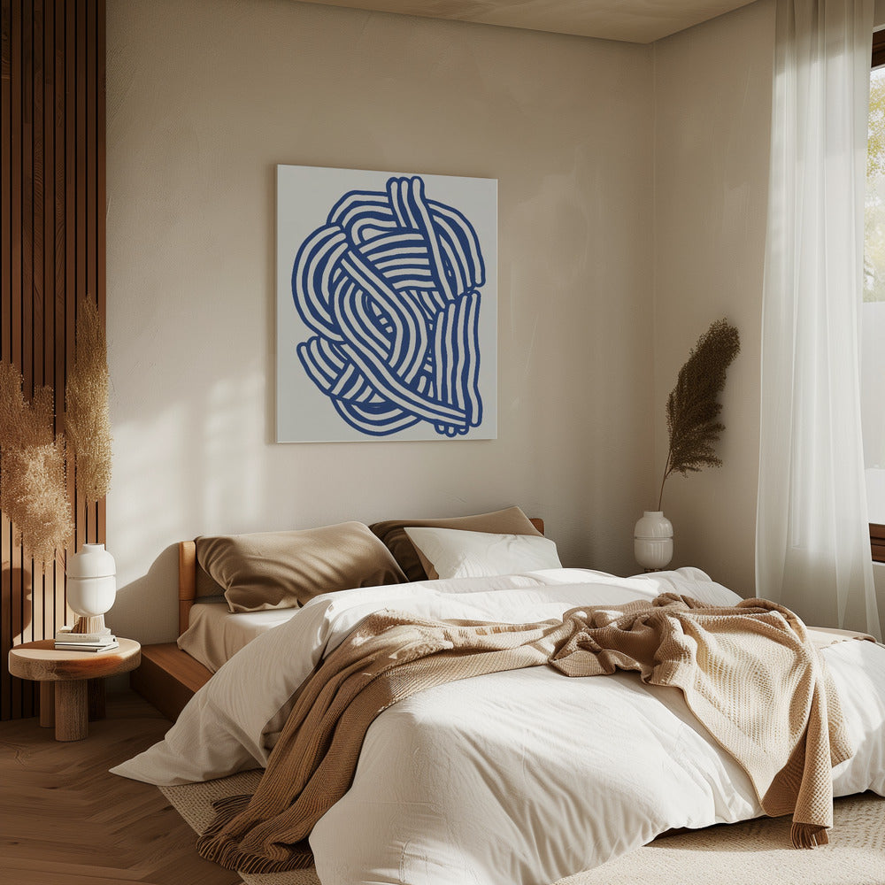 Line art organic shape in blue | Canvas