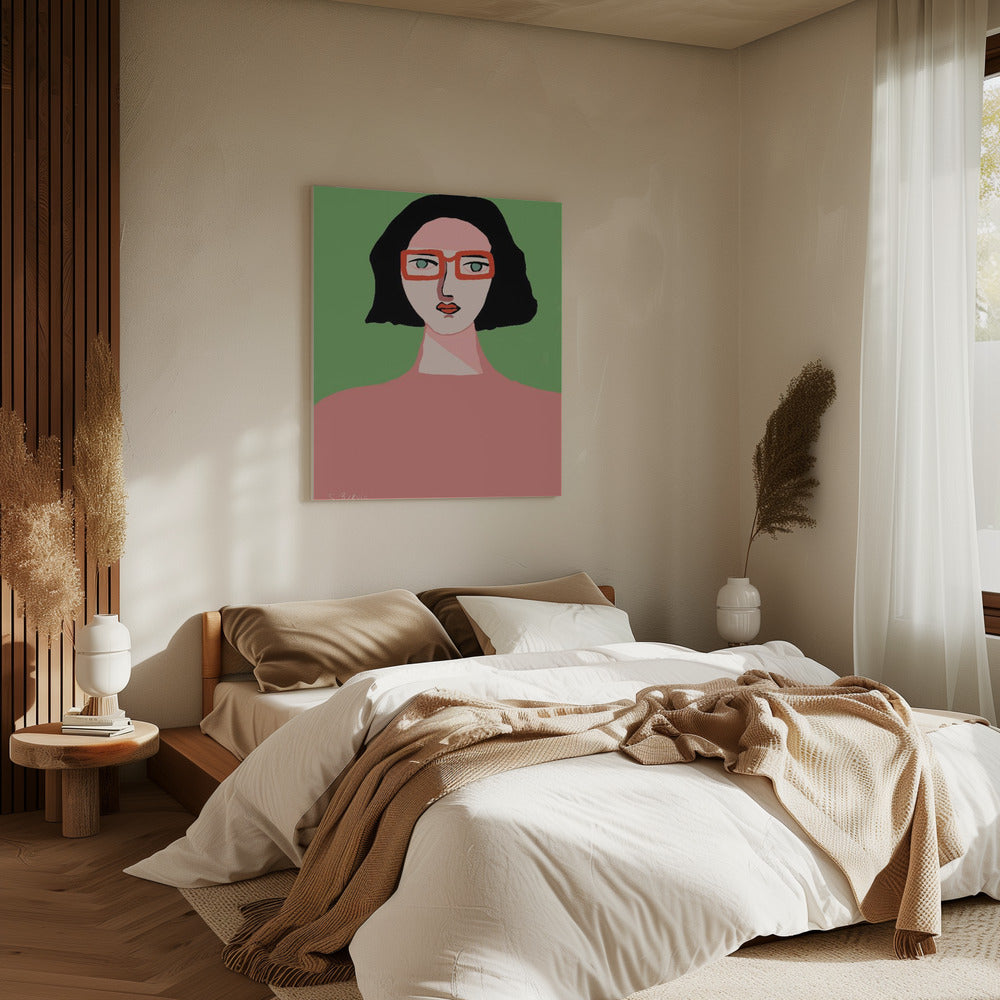 Lady with Red Glasses | Canvas