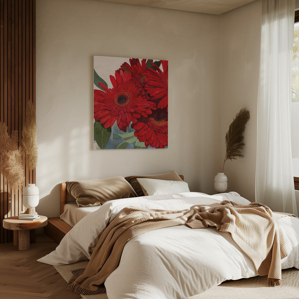 Red Gerbera Daisy Detail 3 | Canvas