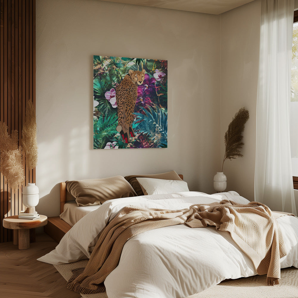 Tropical Floral Jungle - Cheetah in heels | Canvas