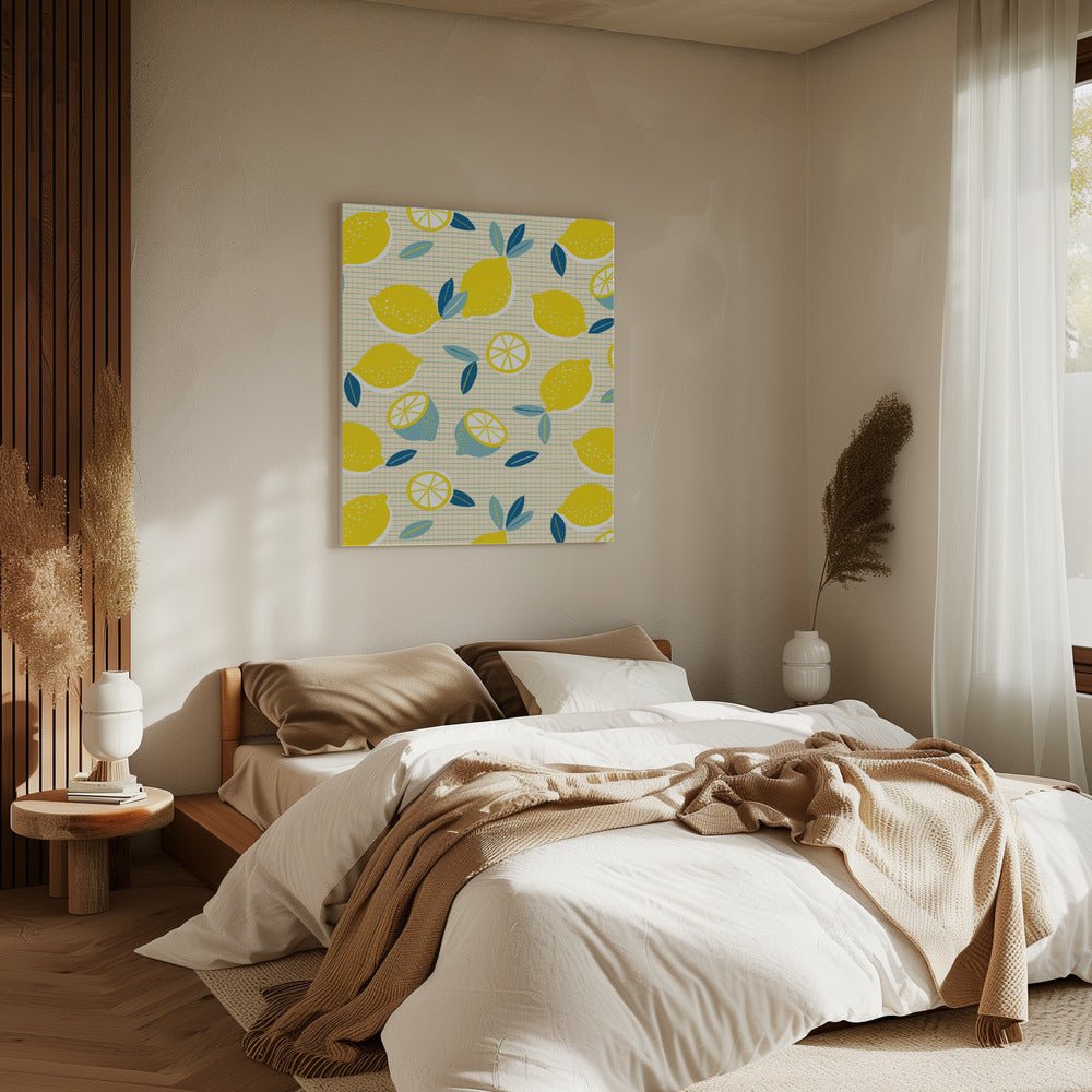 Fresh Lemons Checkered Sunny | Canvas