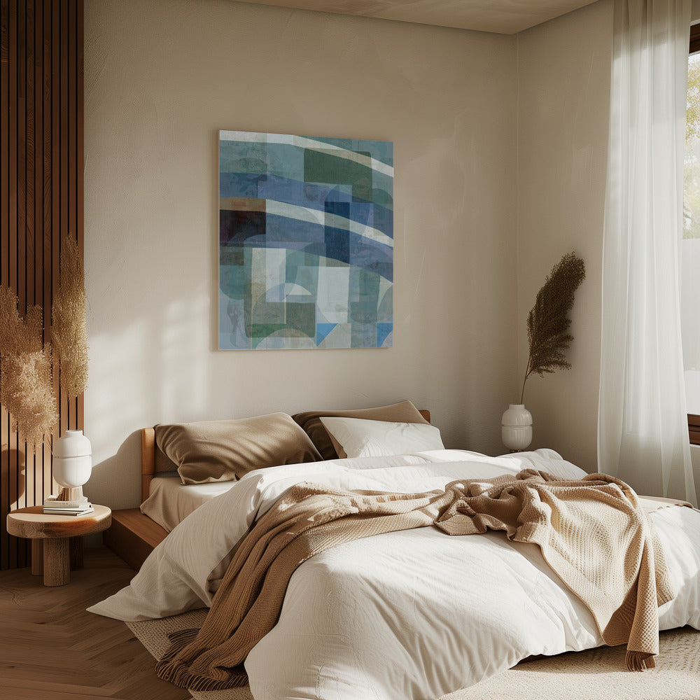 Abstract Blue and Neutral Shapes 1 | Canvas