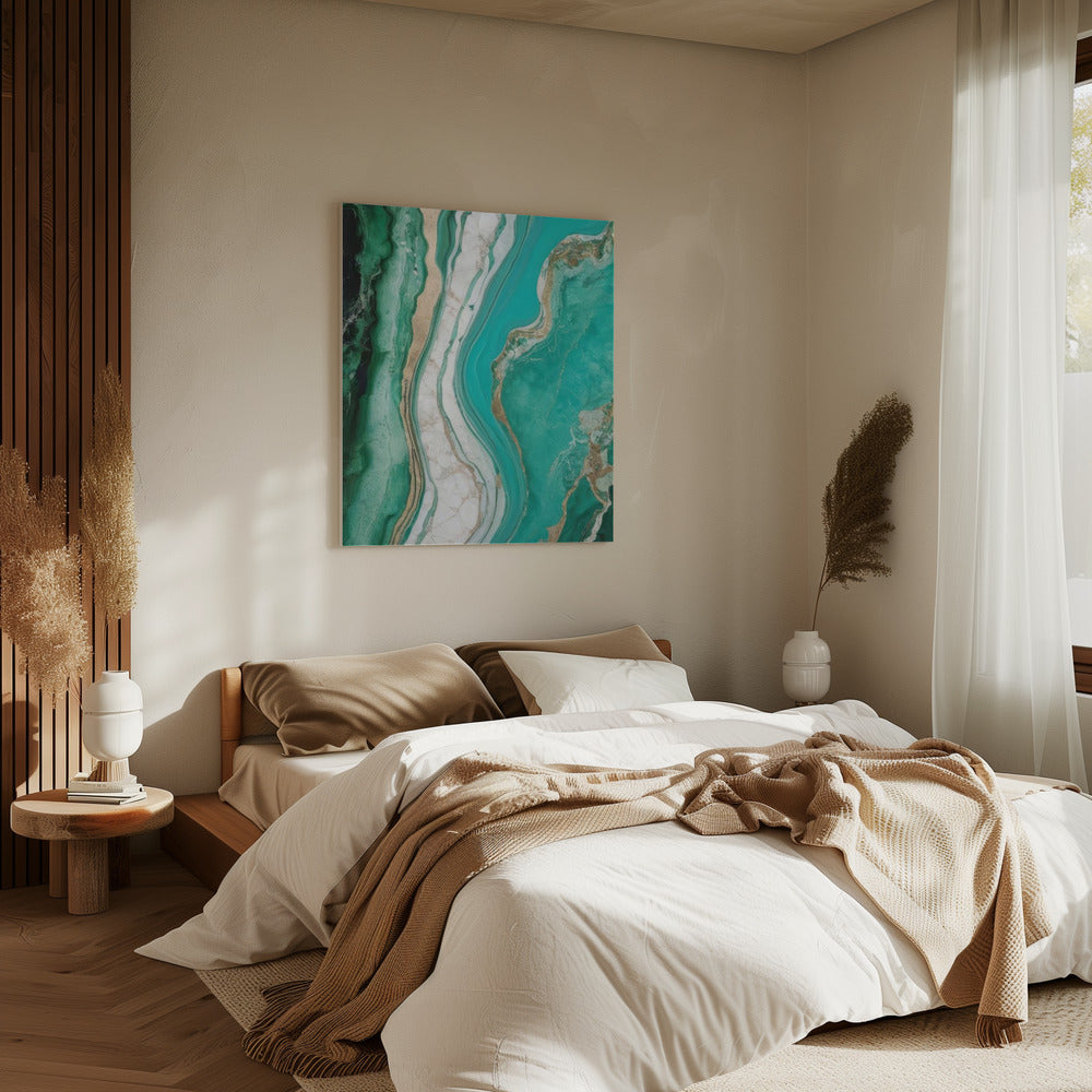 Green And Turquoise Patterns With Marbled Textures | Canvas