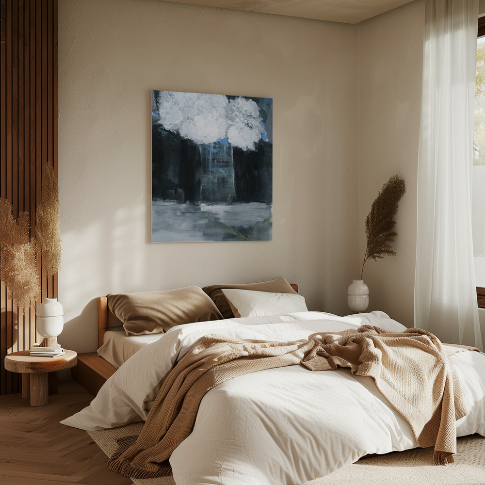 White Snowball Viburnum In Vase On Black Background | Canvas