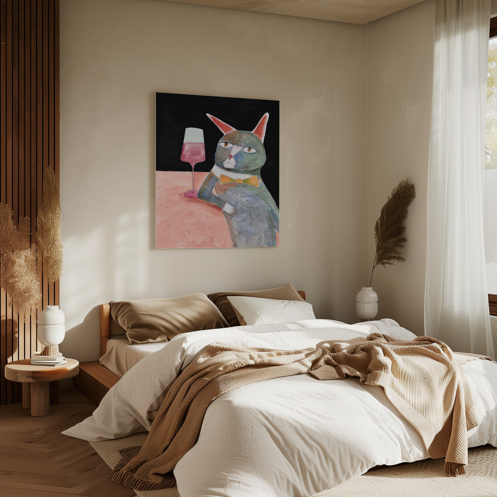 Bar Cat with Bow Tie | Canvas