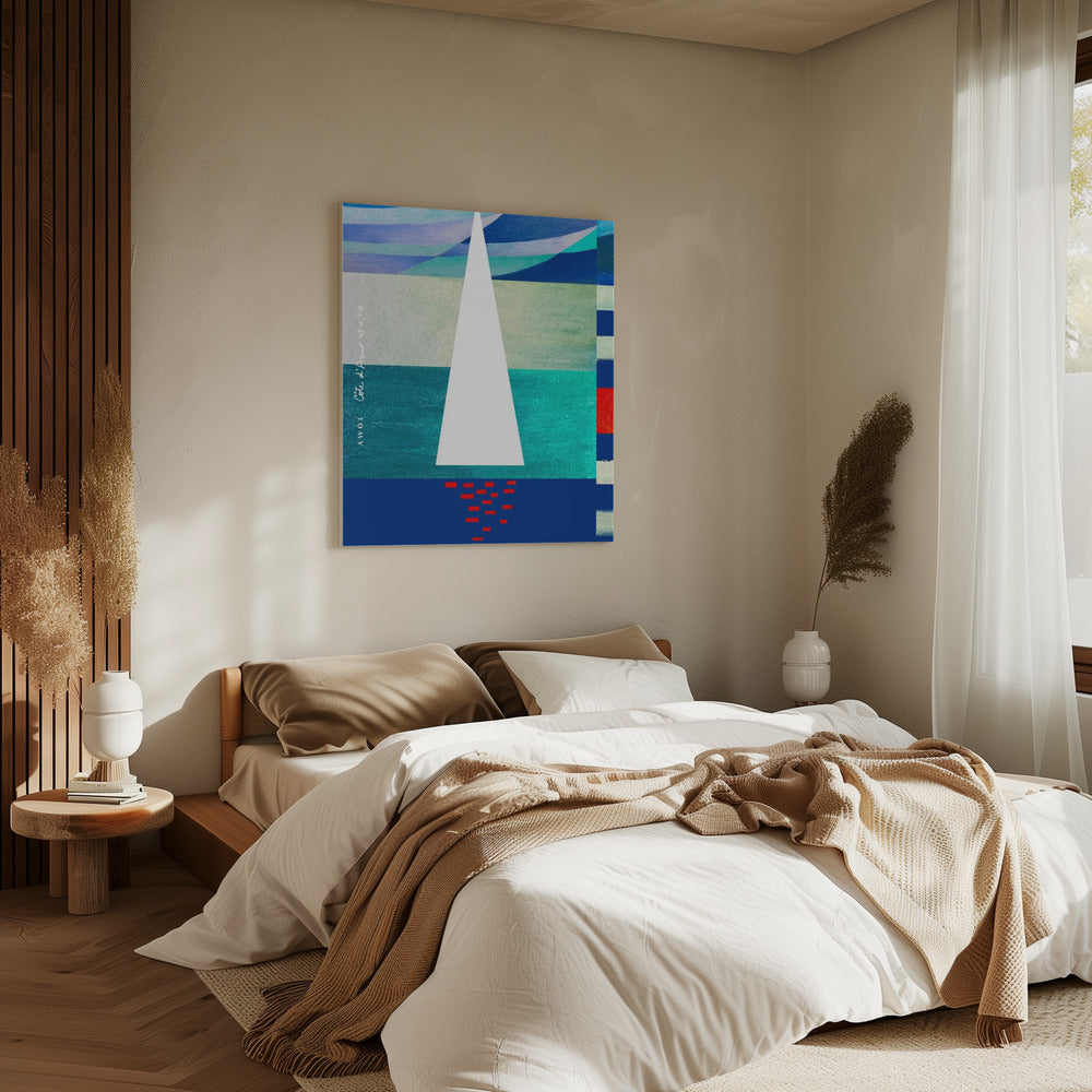 Abstract Sailboat On The French Riviera, Colourful Côte d'Azur Art Print | Canvas