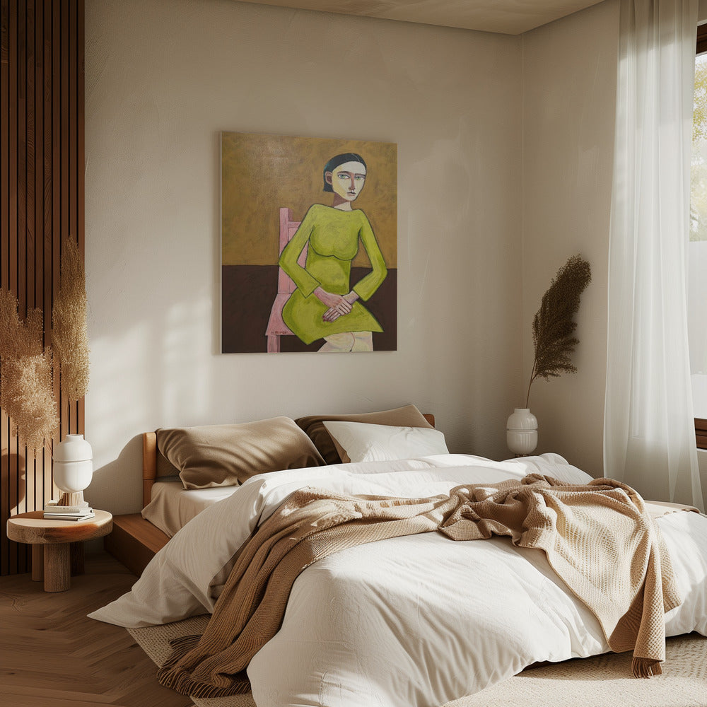 The Good Listener Lady Sitting on Chair | Canvas