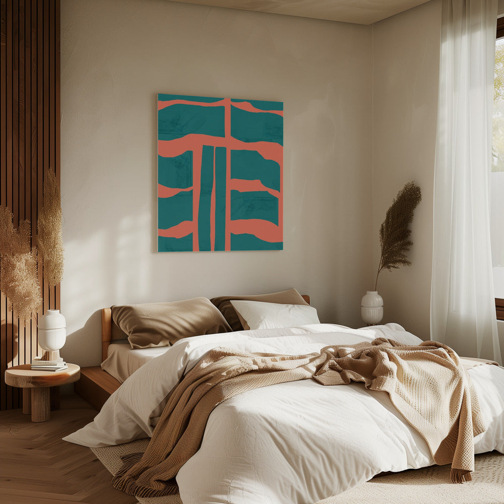 Turquoise & Coral Abstraction 1 | Canvas