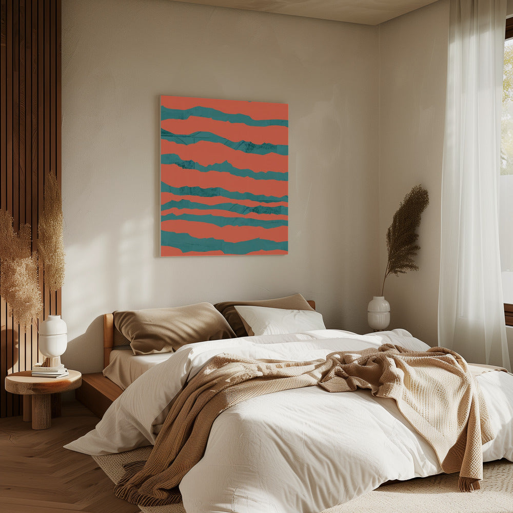 Turquoise & Coral Abstraction 3 | Canvas