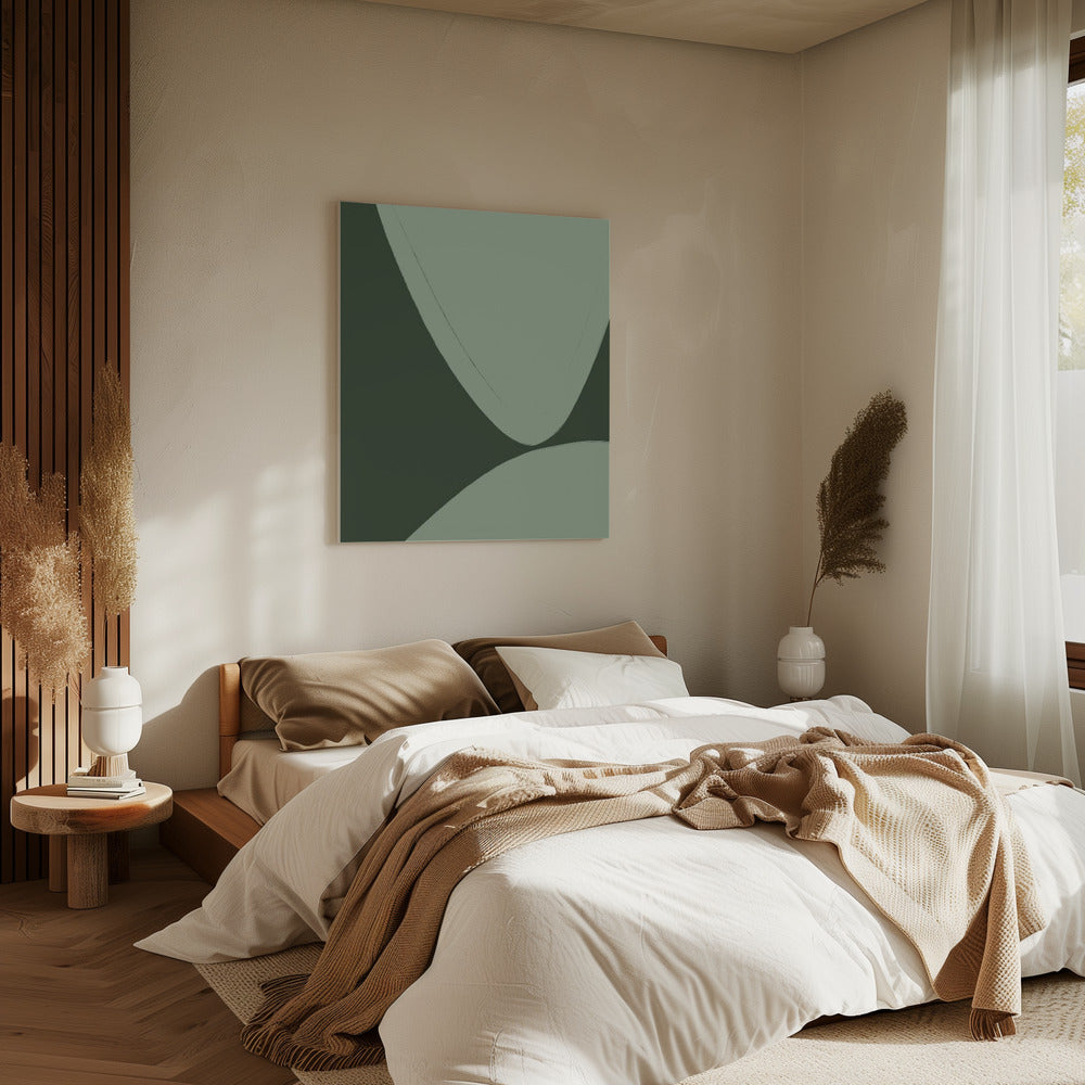 Green Curved Shapes | Canvas