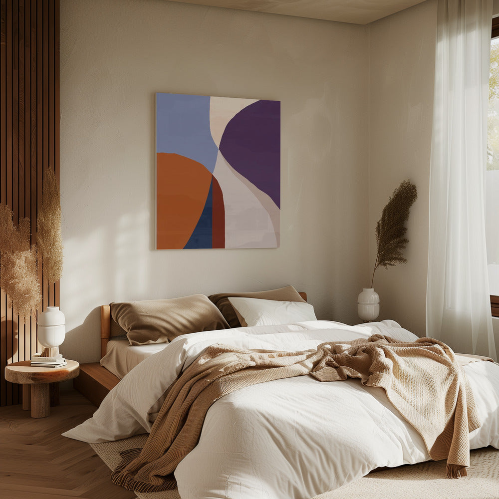 Organic Forms in Earthy and Blue Tones | Canvas