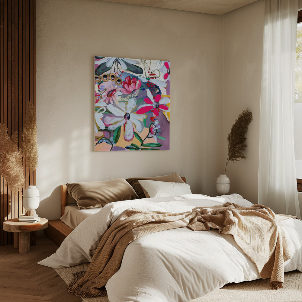 Vibrant Flowers with Bold Pink and White Petals | Canvas