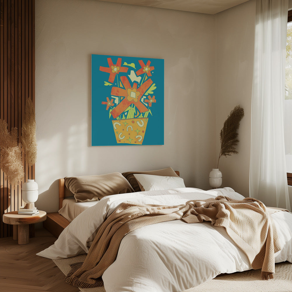 Abstract Flowers In A Decorative Pot | Canvas