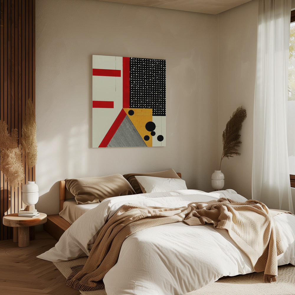 Bold Red Lines and Black Dots | Canvas